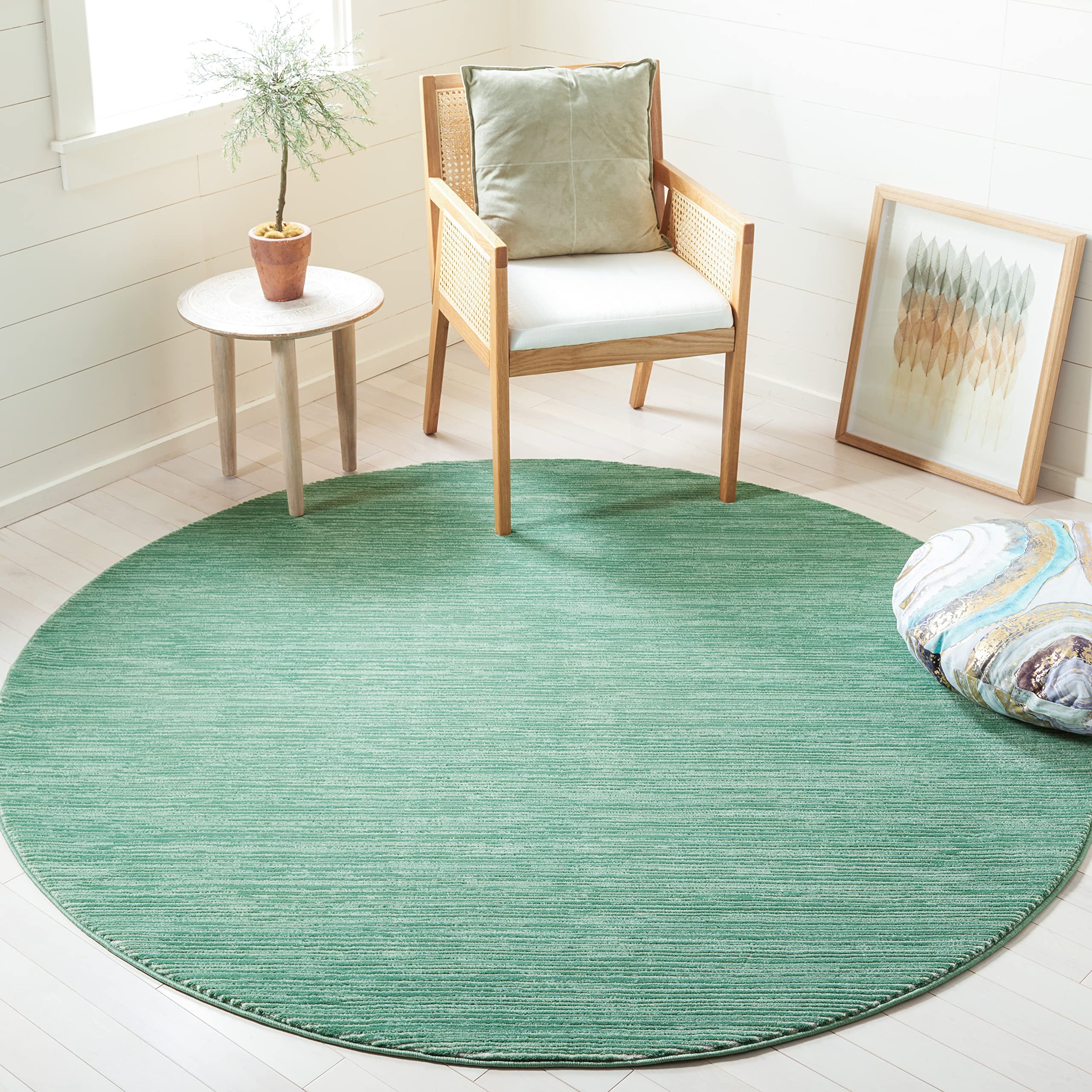 SAFAVIEH Vision Collection Area Rug - 5 Round, Light Green, Modern Ombre Tonal Chic Design, Non-Shedding & Easy Care, Ideal for