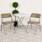 Flash Furniture Hercules Series Curved Triple Braced & Double Hinged Beige Vinyl Upholstered Metal Folding Chair