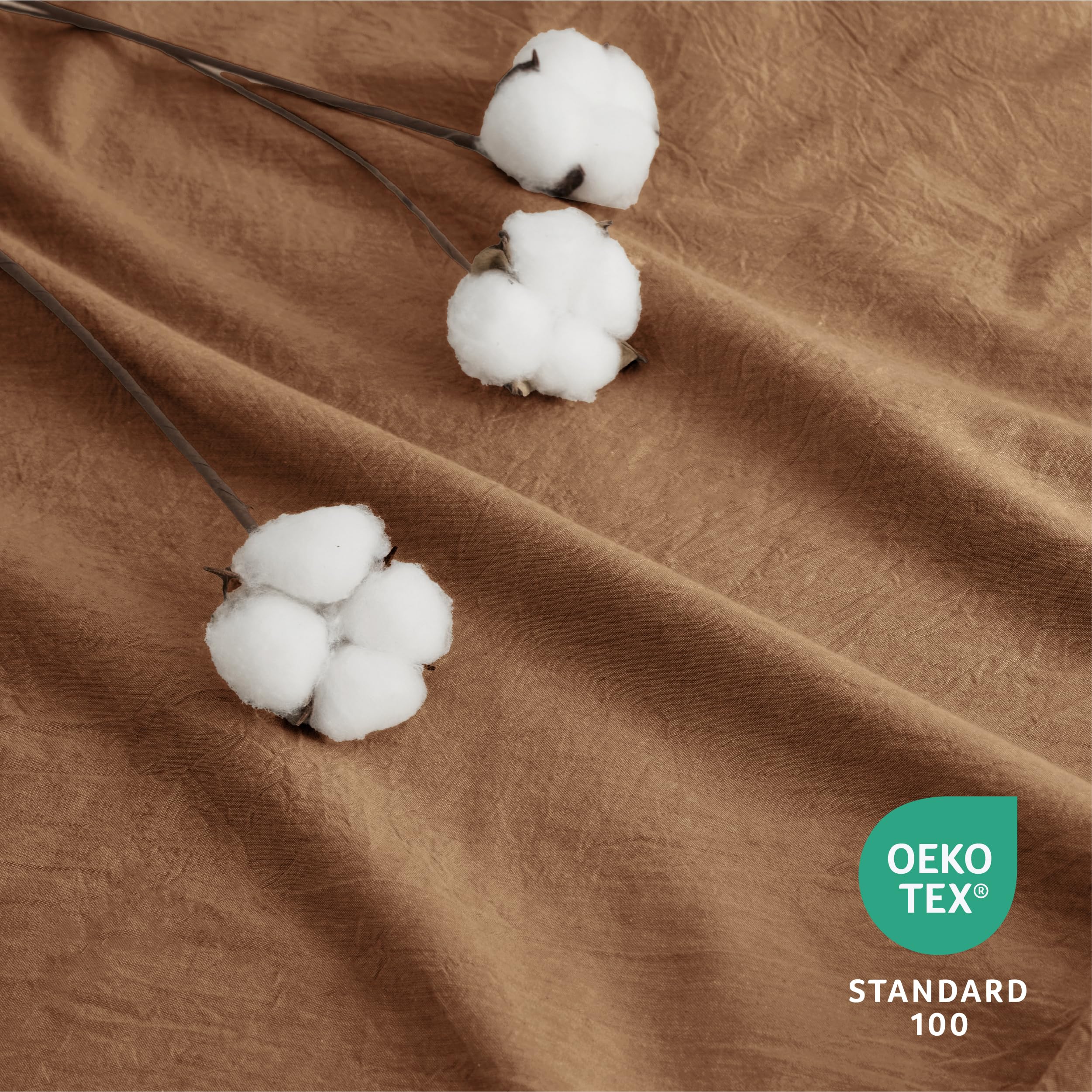 Bedsure 100% Washed Cotton Duvet Cover King Size - Brown Minimalist Cotton Duvet Cover Linen Like - 3 Pieces Gentlesoft™ Plain Simple Bedding Set With 2 Pillow Shams (Brown, King, 104'X90')