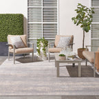 Nourison Essentials Indoor/Outdoor Solid Abstract Grey/Beige 10' X 14' Area Rug, Easy Cleaning, Non Shedding, Bed Room, Living Room, Dining Room, Backyard, Deck, Patio (10X14)