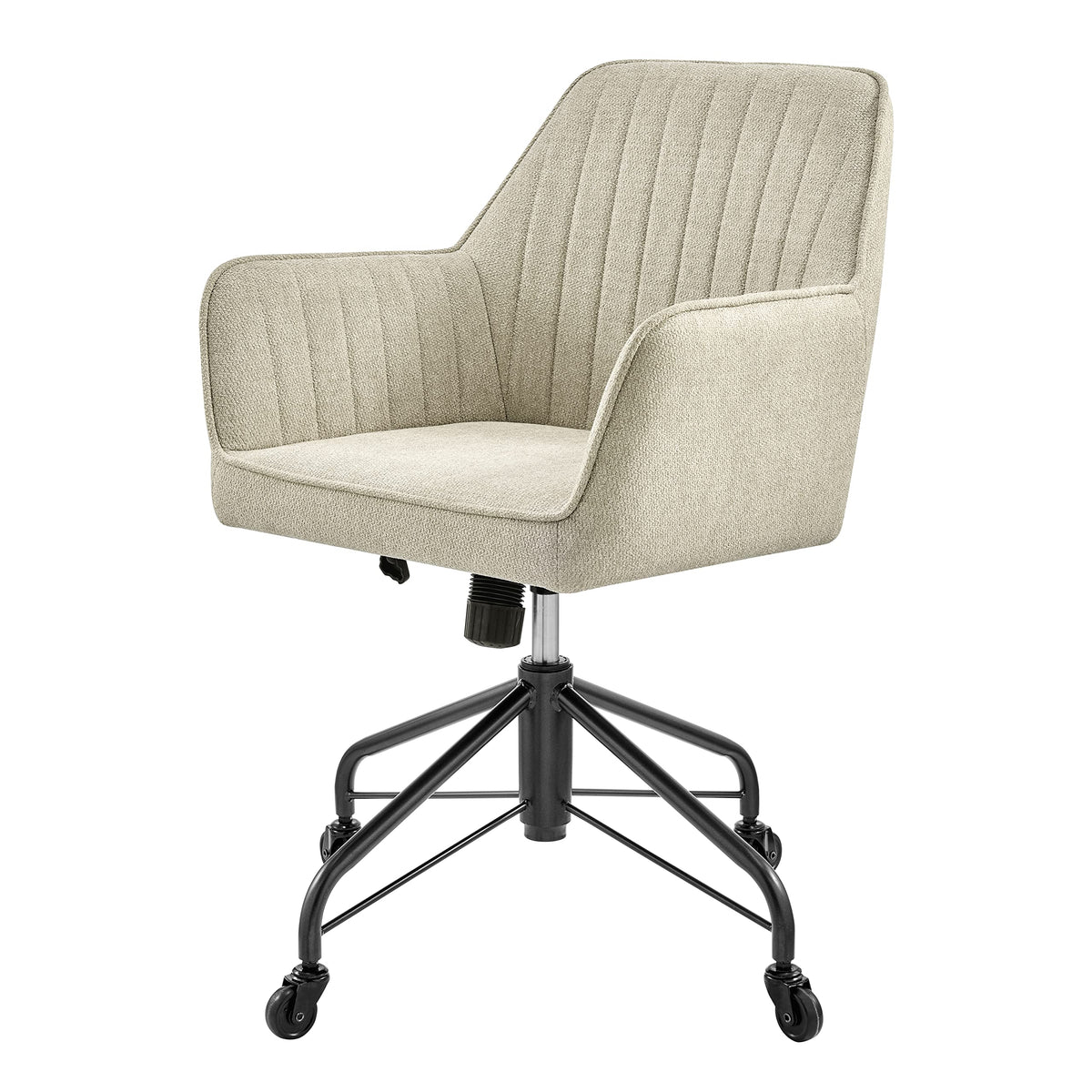 Npd Furniture And More Thompson Fabric Swivel Arm, Strata Cream Home Office Chair, Beige