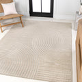JONATHAN Y SCN100D-4 Hallie High-Low Minimalist Curve Geometric Beige/Cream 4 ft. x 6 ft. Indoor/Outdoor Area Rug for Patio, Bac
