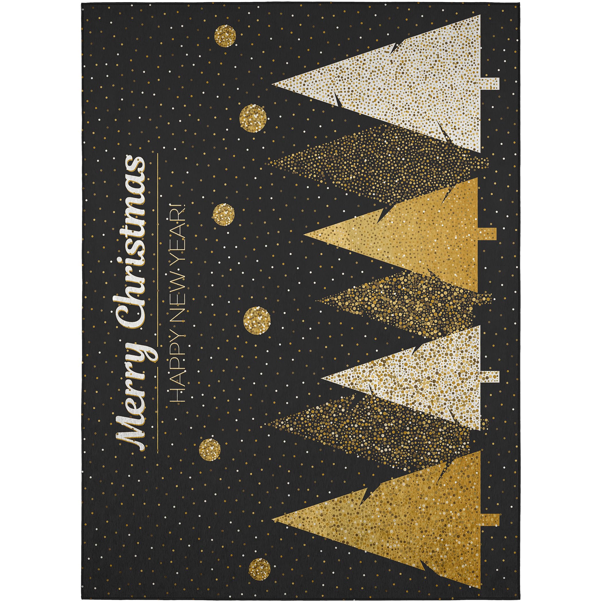 Addison Rugs Cozy Winter Acw41 Black 5' X 7'6" Indoor Outdoor Christmas, Holiday Area Rug, Easy Clean, Machine Washable, Non Shedding, Bedroom, Living Room, Dining Room, Kitchen, Patio Rug
