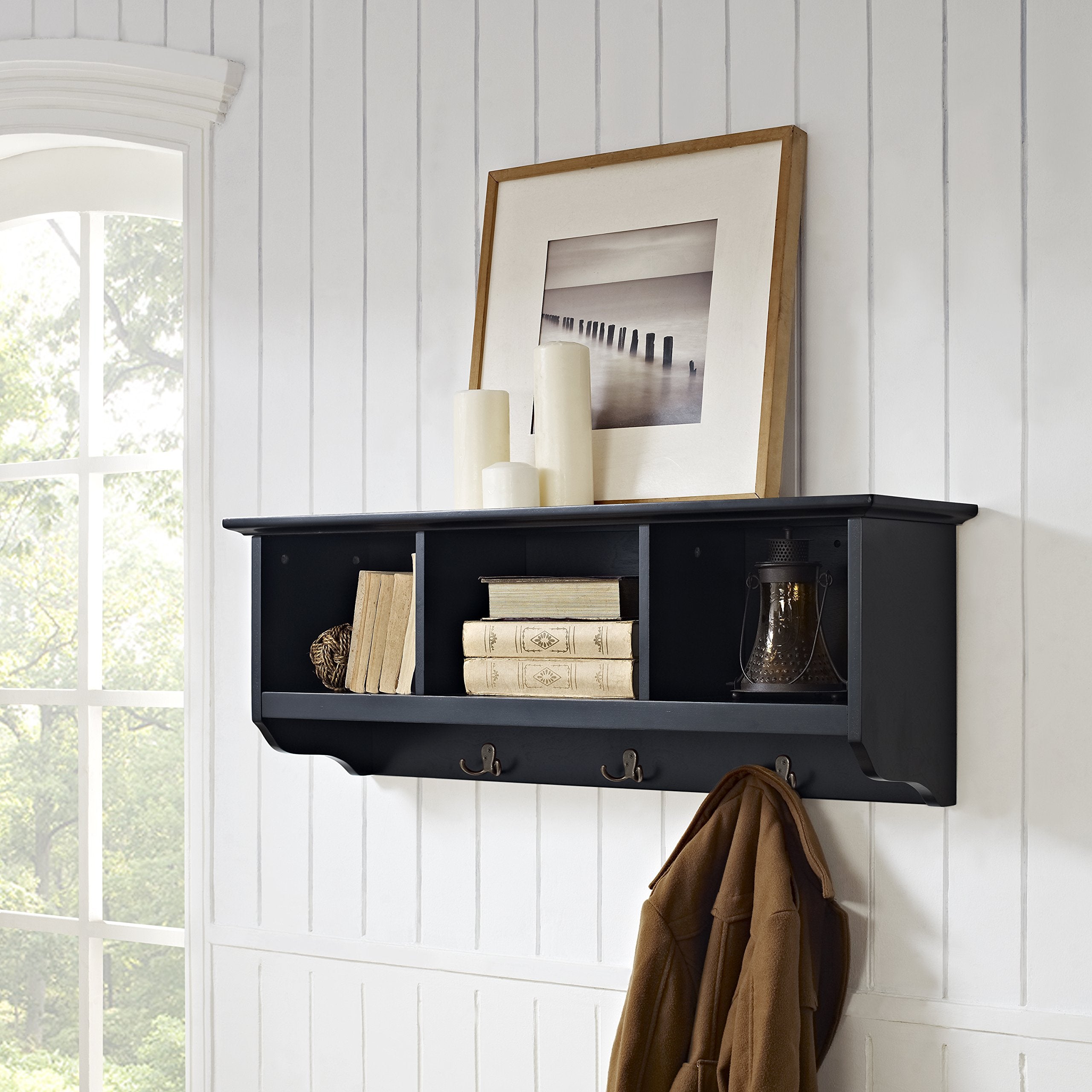Crosley Furniture Brennan Entryway Hanging Storage Shelf, Black