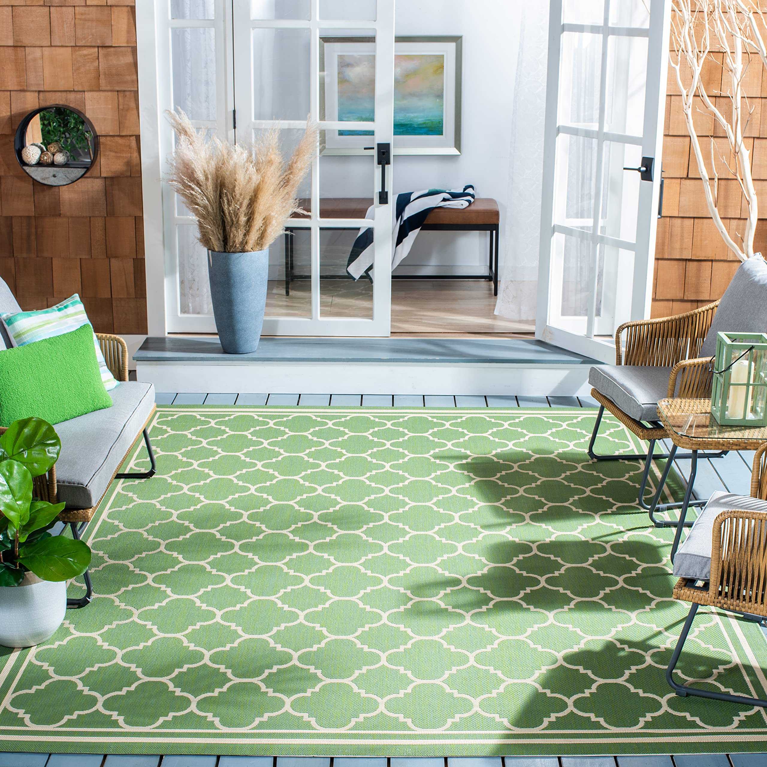 SAFAVIEH Courtyard Collection CY6918 Trellis Indoor/ Outdoor Non-Shedding Easy Patio Backyard Porch Deck Mudroom Area, 8 x 11,