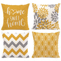 Hexagram Yellow Geometric Pillow Covers 18X18 Set Of 4,Decorative Couch Throw Pillow Cover For Sofa Bedroom,Linen Farmhouse Cush