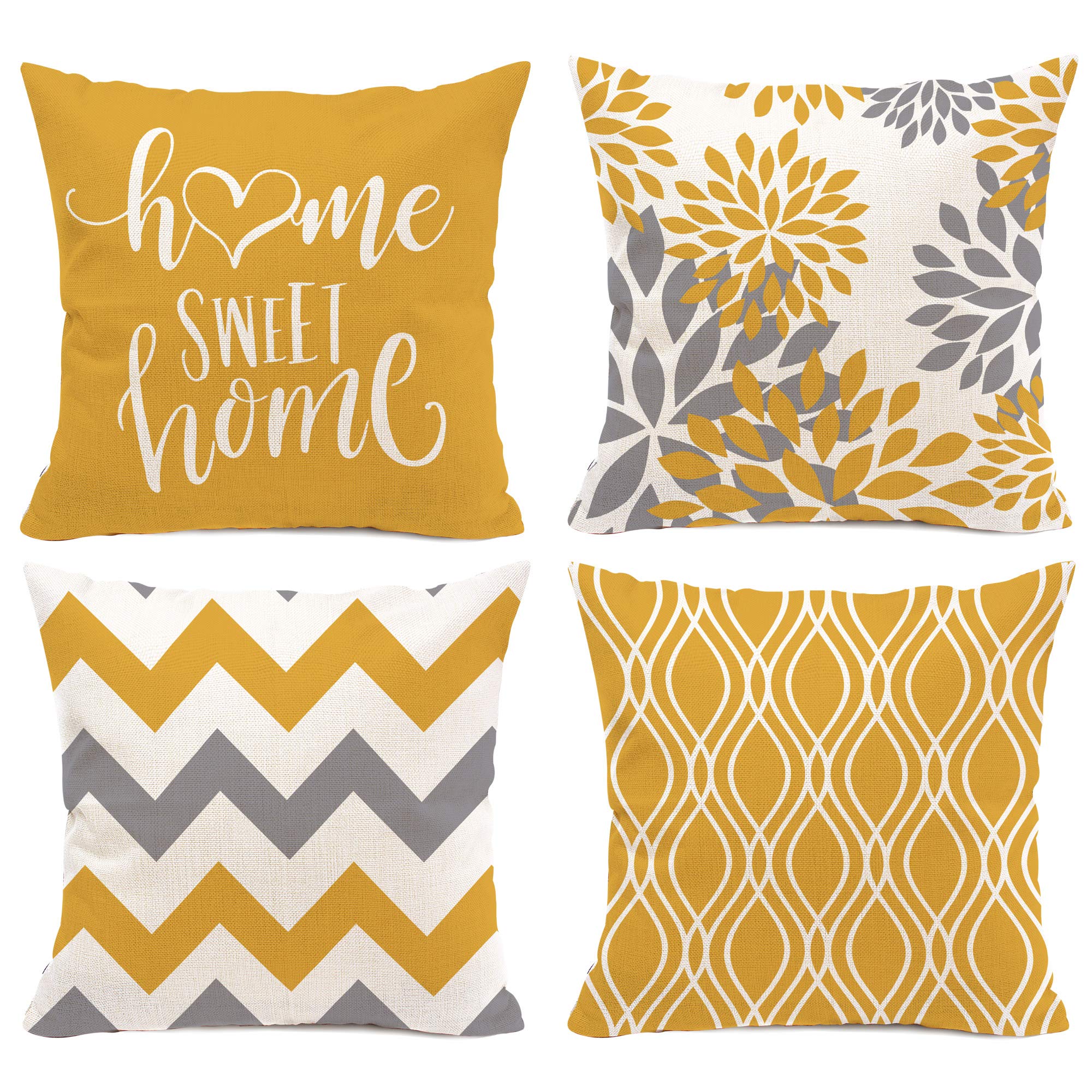 Hexagram Yellow Geometric Pillow Covers 20X20 Set Of 4,Decorative Couch Throw Pillow Cover For Sofa Bedroom, Farmhouse Cushion C