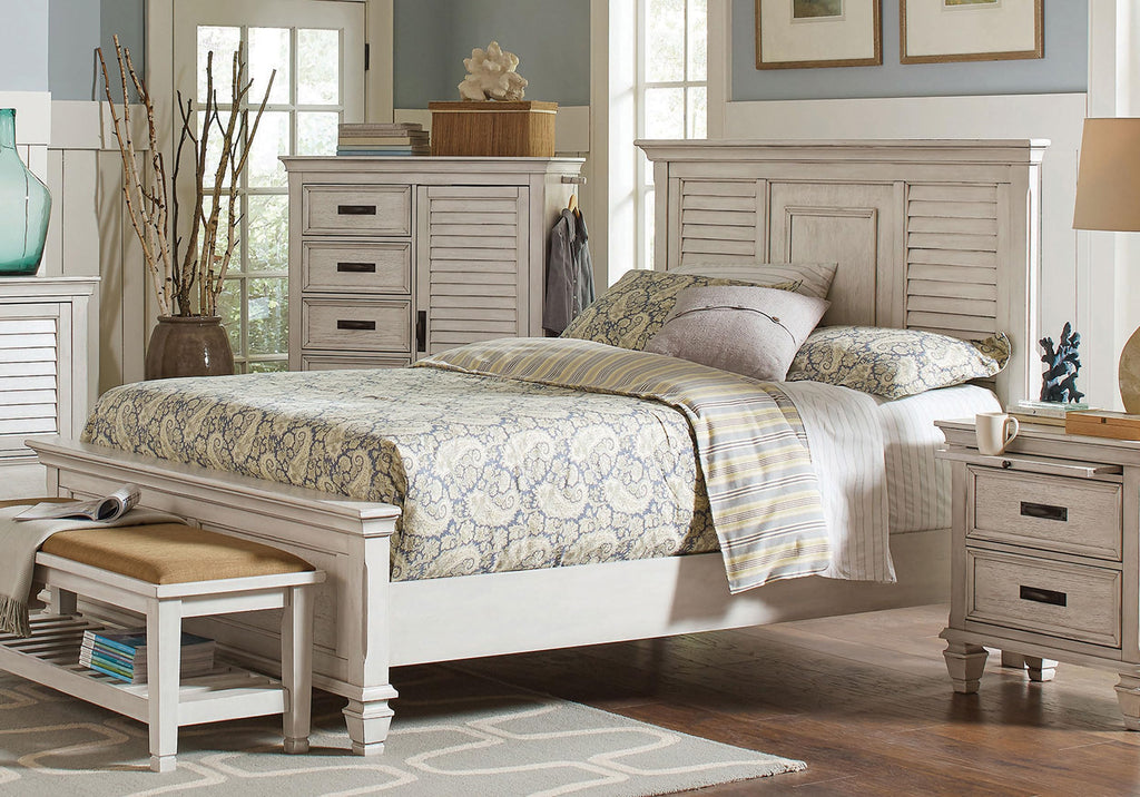 Coaster Home Furnishings Franco Farmhouse Wood Eastern King Size Panel Bed Frame 57-inch Headboard Distressed White 205331KE