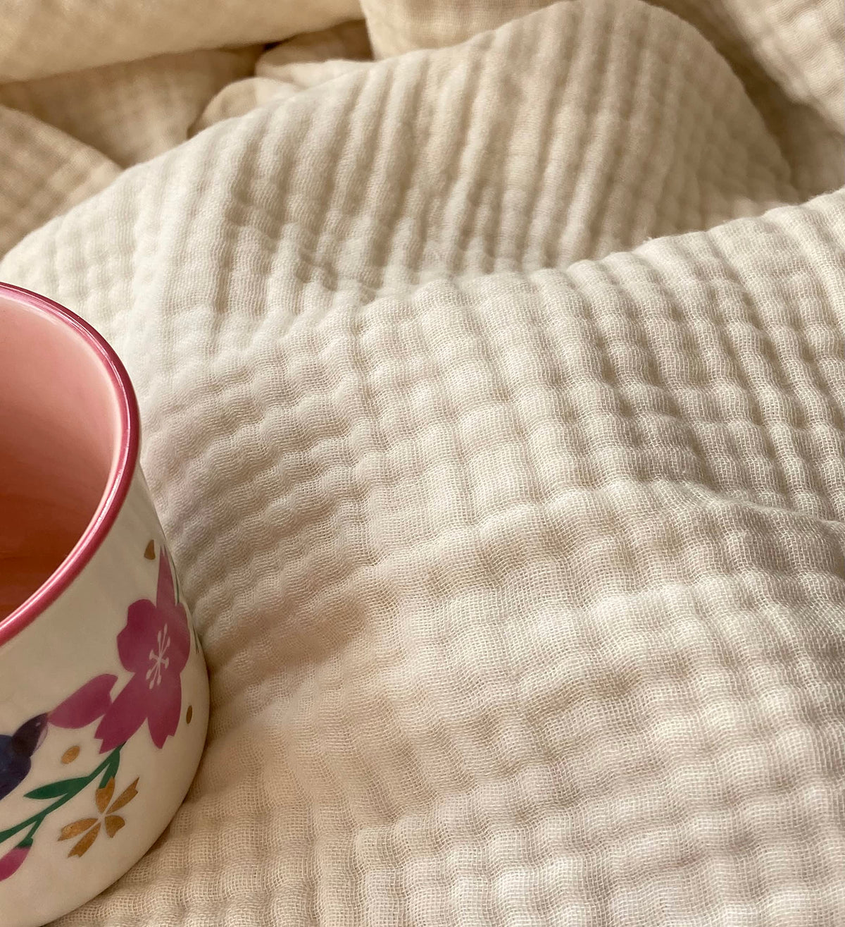 Kyrahome 100% Organic Cotton 90'X90' Queen Muslin Throw Blankets For Bed, Pre-Washed Plant-Hand Dyed, Breathable Layering Beds