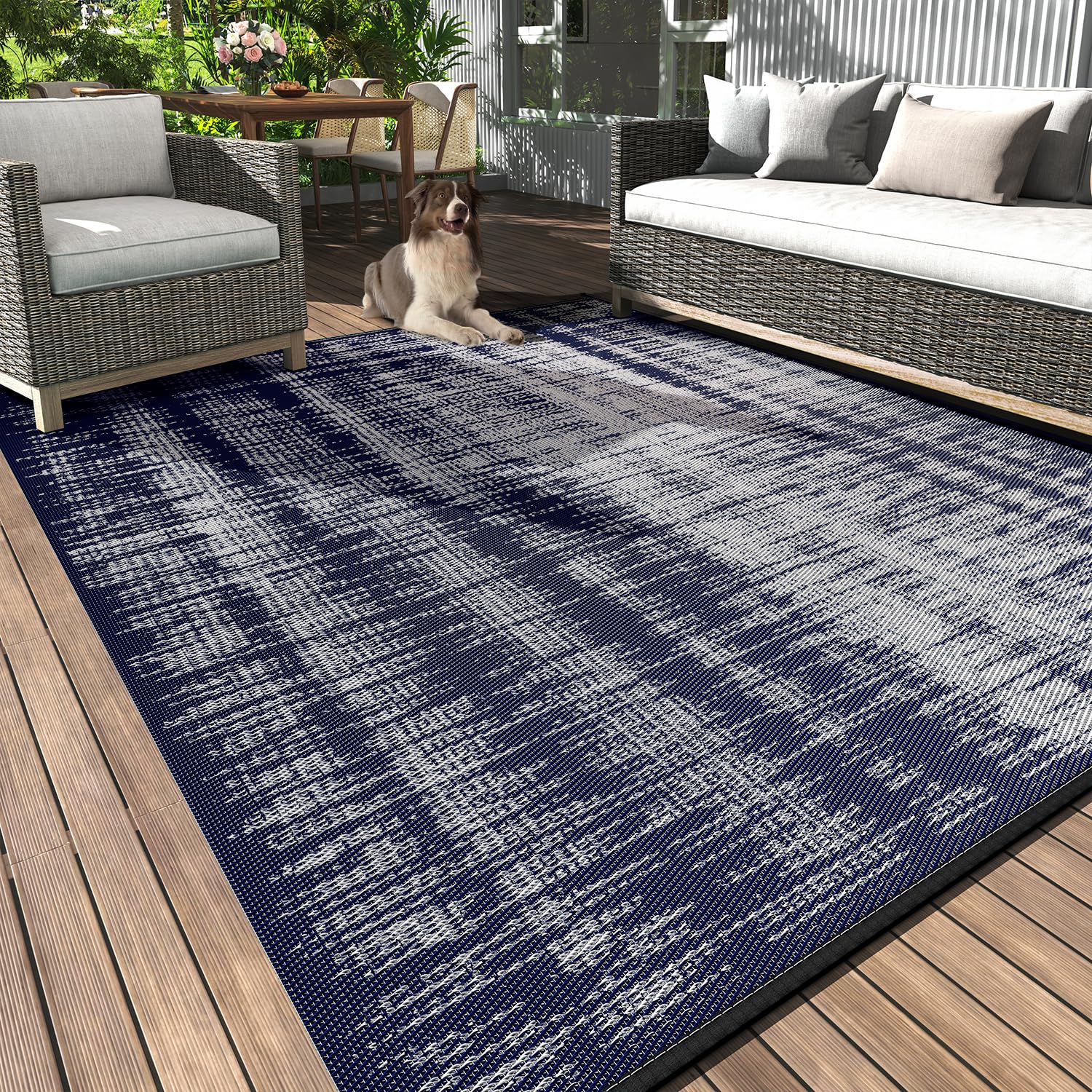 Montvoo Outdoor Rug Waterproof 5X8 Ft Outdoor Carpet Patio Rug Mat Reversible Rv Camping Rug Plastic Straw Outside Rug For Balco