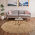 REDEARTH  Round Area Rug - Hand Woven Braided 100% Natural Jute - Artisan Made Reversible Boho Jute Rugs for Bedroom - Kitchen -