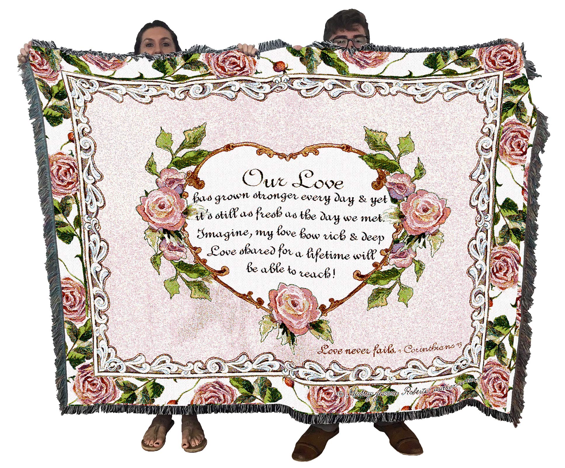 Pure Country Weavers Our Love Poem Blanket By Audrey Jean Roberts - Gift Tapestry Throw Woven From Cotton - Made In The Usa (72X