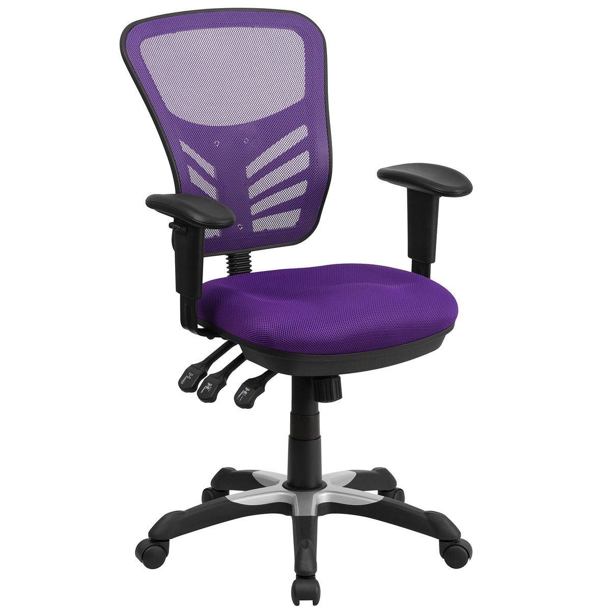 Flash Furniture Nicholas Mid-Back Swivel Office and Gaming Chair, Ergonomic Mesh Office Chair with Adjustable Lumbar Support and Height, Purple