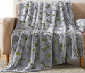 Serafina Home Halloween Glow in The Dark Throw Blanket: Skeletons and Jack O Lantern Pumpkins on Grey Velvet Fleece for Sofa Bed