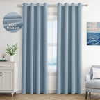 Jowels Blue Linen Blackout Curtains 84 Length 2 Panels Set for Living Room Bedroom, 100% Black Out Thermal Insulated Linen Drape