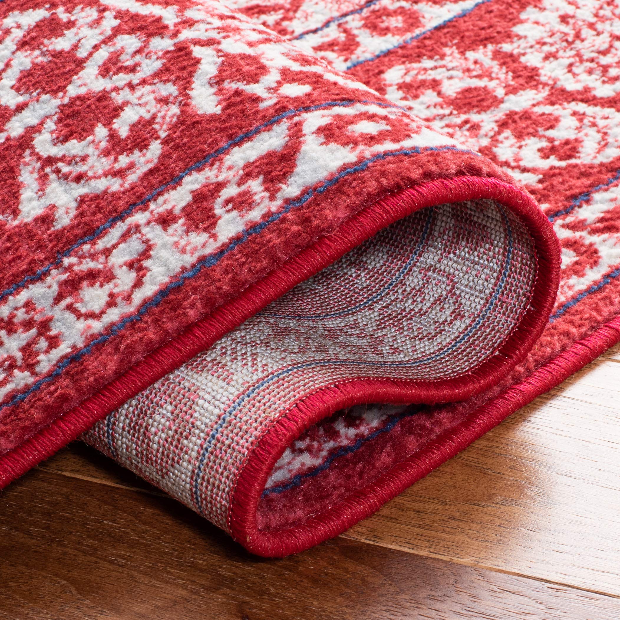 Safavieh Brentwood Collection Area Rug - 9' X 12', Red & Ivory, Medallion Distressed Design, Non-Shedding & Easy Care, Ideal For