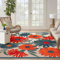 Nourison Aloha Indoor/Outdoor Ivory Multicolor 10' X 14' Area Rug, Easy Cleaning, Non-Shedding, Bed Room, Living Room, Dining Ro