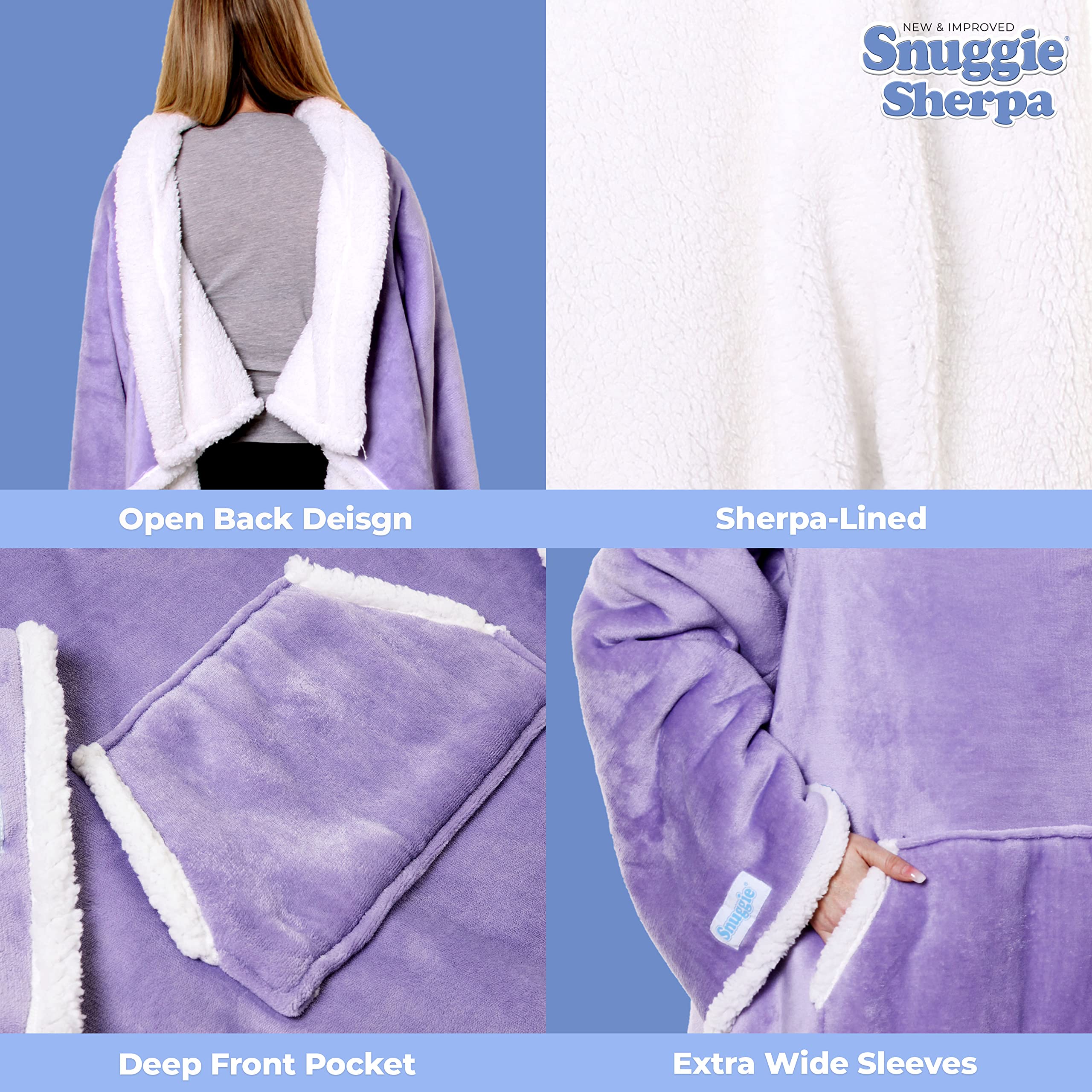 Snuggie Sherpa - The Original As Seen On Tv Wearable Blanket That Has Sleeves - Cozy, Warm And Soft Oversized Functional Blanket