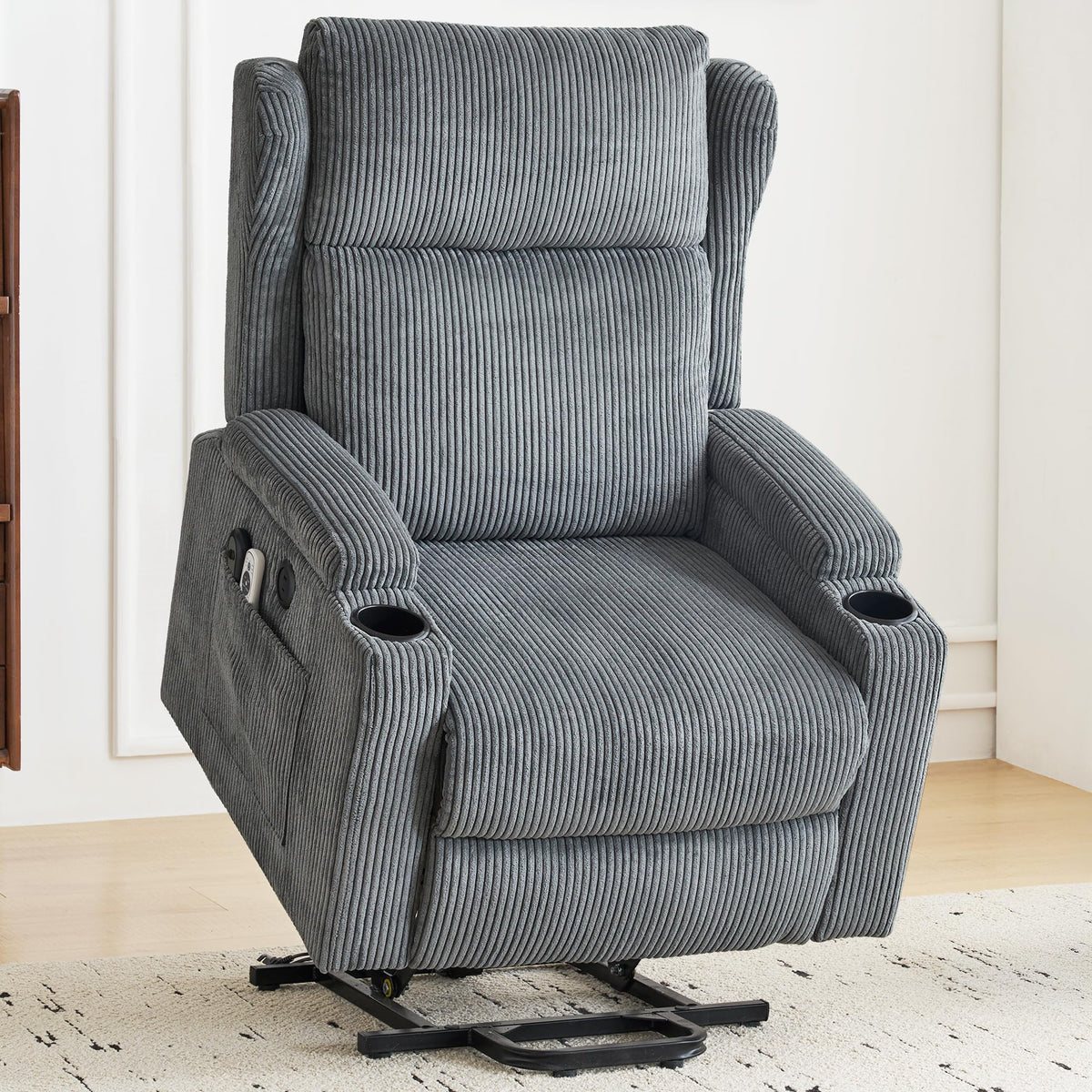 Sfxingyou Lift Recliner Chair For Adults With Massage And Heating, Power Lift For Elderly, Corduroy Fabric Reclining Chair With
