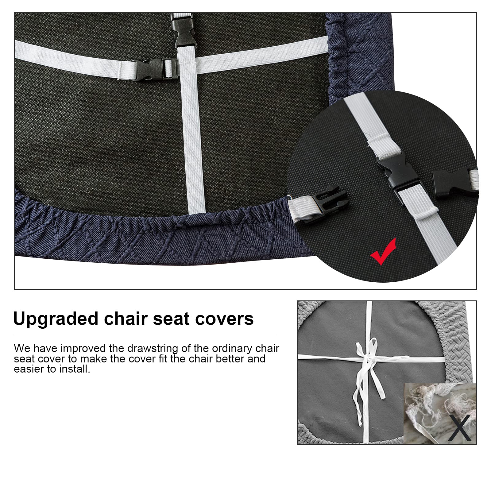 Genina Waterproof Seat Covers For Dining Room Chairs Covers Dining Chair Cover Kitchen Chair Covers (Navy Blue, 2 Pcs)