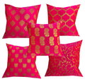 Pinkparrot Dopian Silk Multicolour Throw Pillow Covers/Cushion Covers (16X16 Inches)  Set Of 5Pink 3