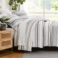 Southshore Fine Living, Inc. 3-Piece Comforter Full Size Set, Down Alternative Grey Striped Comforter With 2 Pillow Shams, Soft