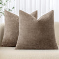 Miulee Pack Of 2 Decorative Throw Pillow Covers Soft Chenille Throw Pillows Solid Textured Euro Cushion Covers For Couch Sofa Bedroom Living Room 24X24 Inch, Taupe Grey