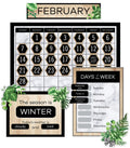 Schoolgirl Style Simply Boho 85-Piece Classroom Calendar Set, Bulletin Board Cutouts With Monthly Calendar, Season Chart, Days O