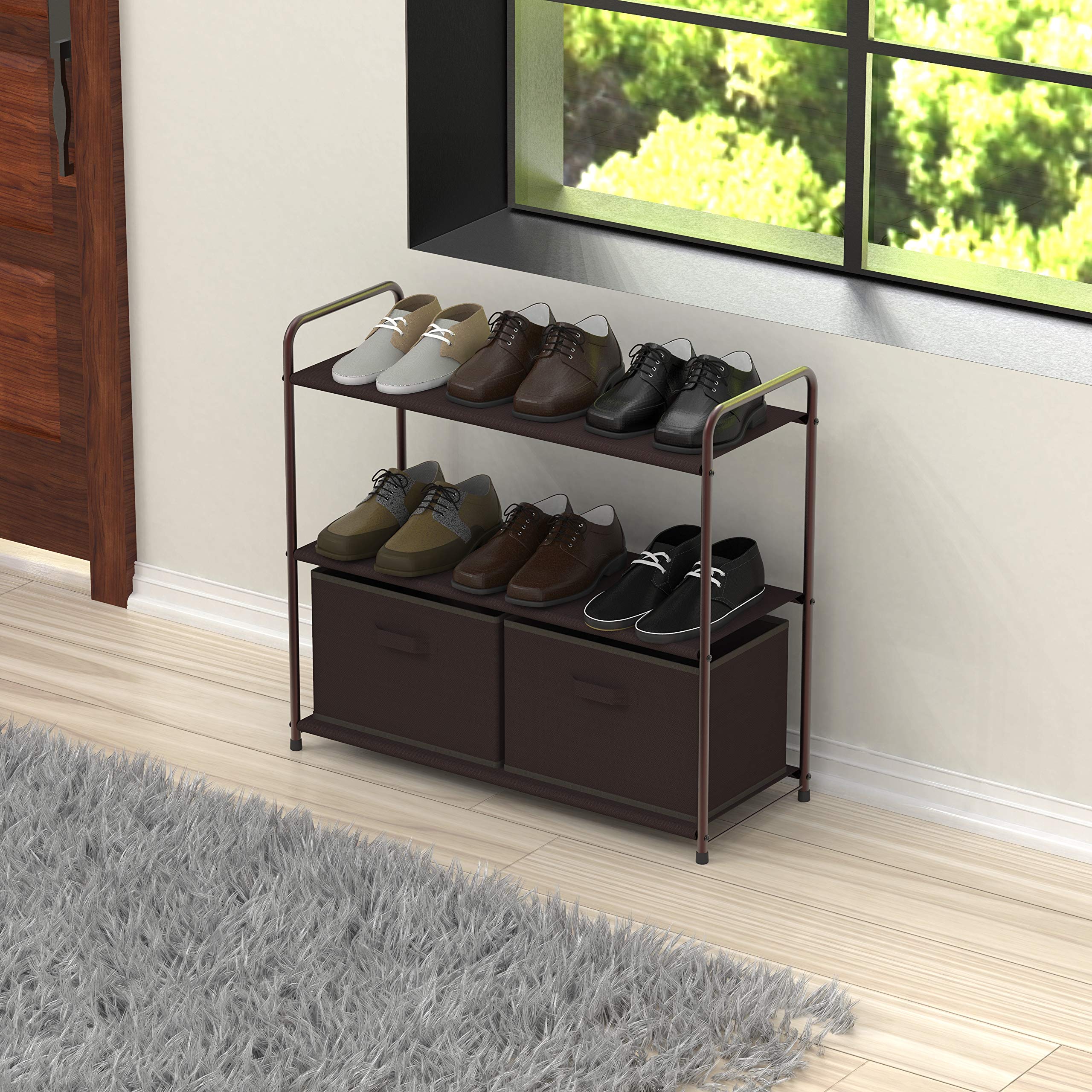 Simple Houseware 3-Tier Closet Storage With 2 Drawers, Brown