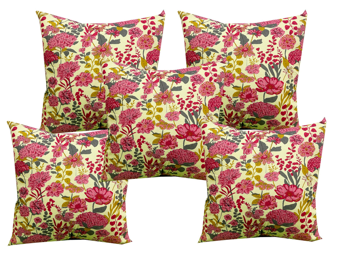 Jaipur Block Print Cotton Cushion Cover 16X16 Inch Set Of 5 Pcs 0027