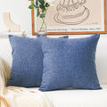 Home Brilliant Set Of 2 Linen Euro Shams Large Throw Pillow Covers For Couch Patio Floor, 26 X 26 Inch(66X66 Cm), Navy Blue