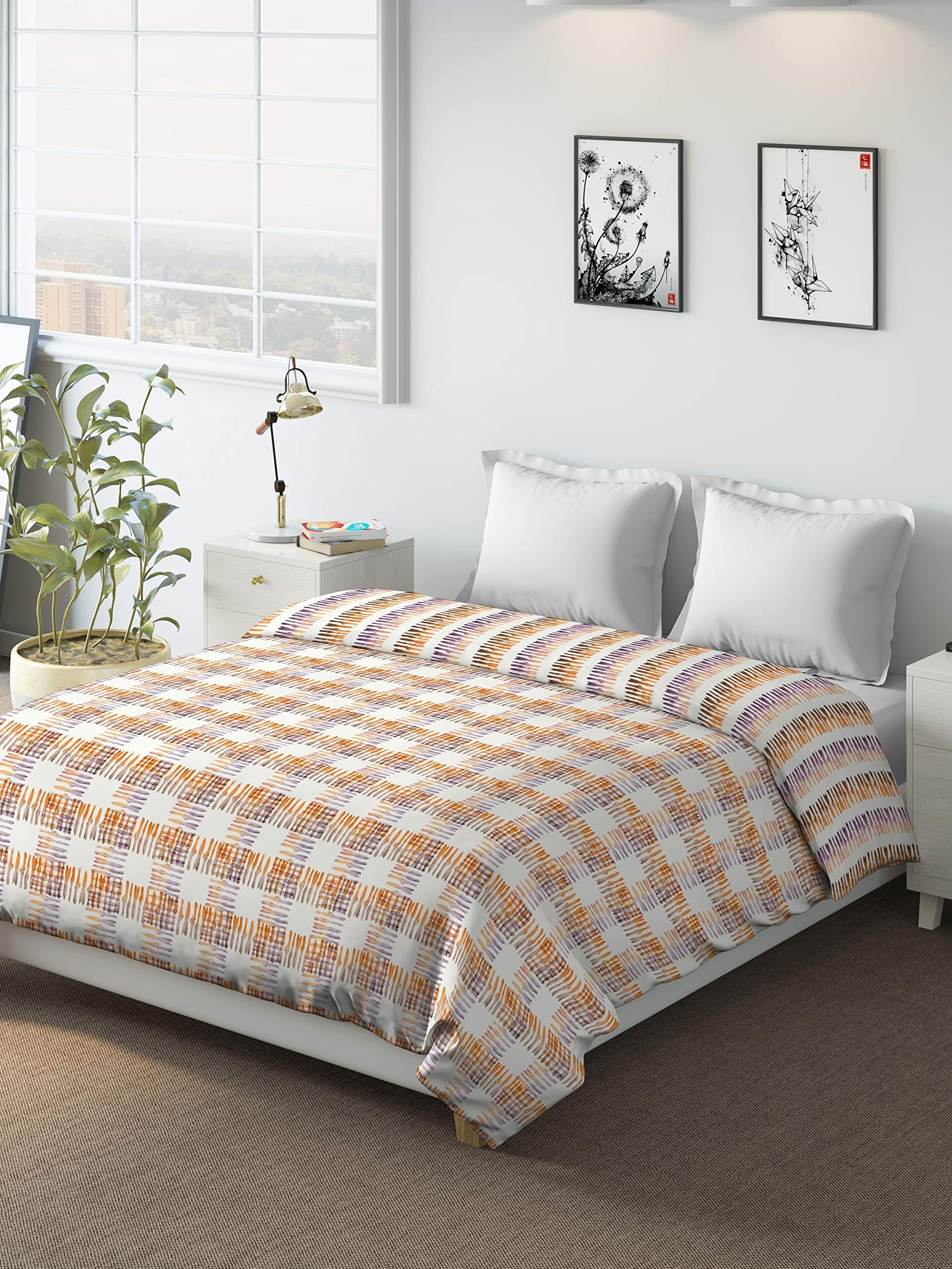 DDecor Live Beautiful 136Tc 1 Double Comforter  Orange (228 Cm X 274 Cm, 90In X 108In)