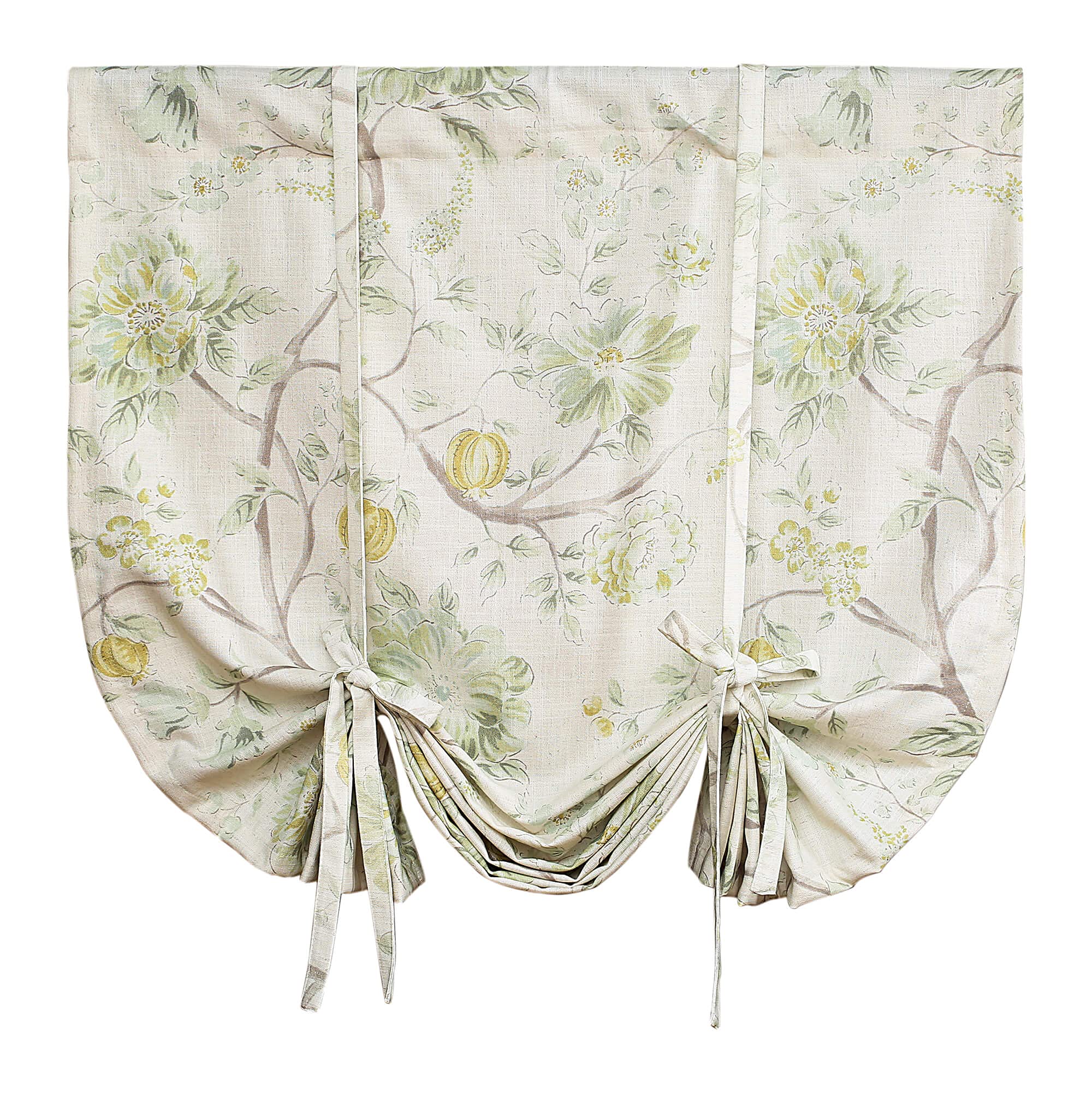 Leeva Green Tie Up Valances Curtains For Bathroom, Watercolor Floral Thermal Insulated Adjustable Balloon Rod Pocket Windows Sha