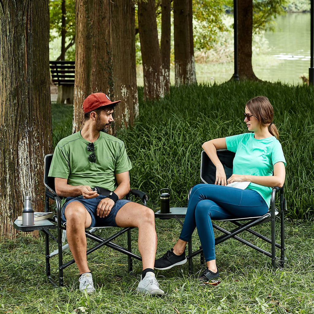 TIMBER RIDGE Lightweight Oversized Camping Chair Aluminum Black 400lbs Load Capacity