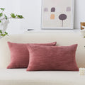 Home Brilliant Lumbar Pillow Set Of 2 Decorative Throw Pillows Striped Corduroy Cushion Covers For Lady Gift, 12 X 20 Inch, Dry