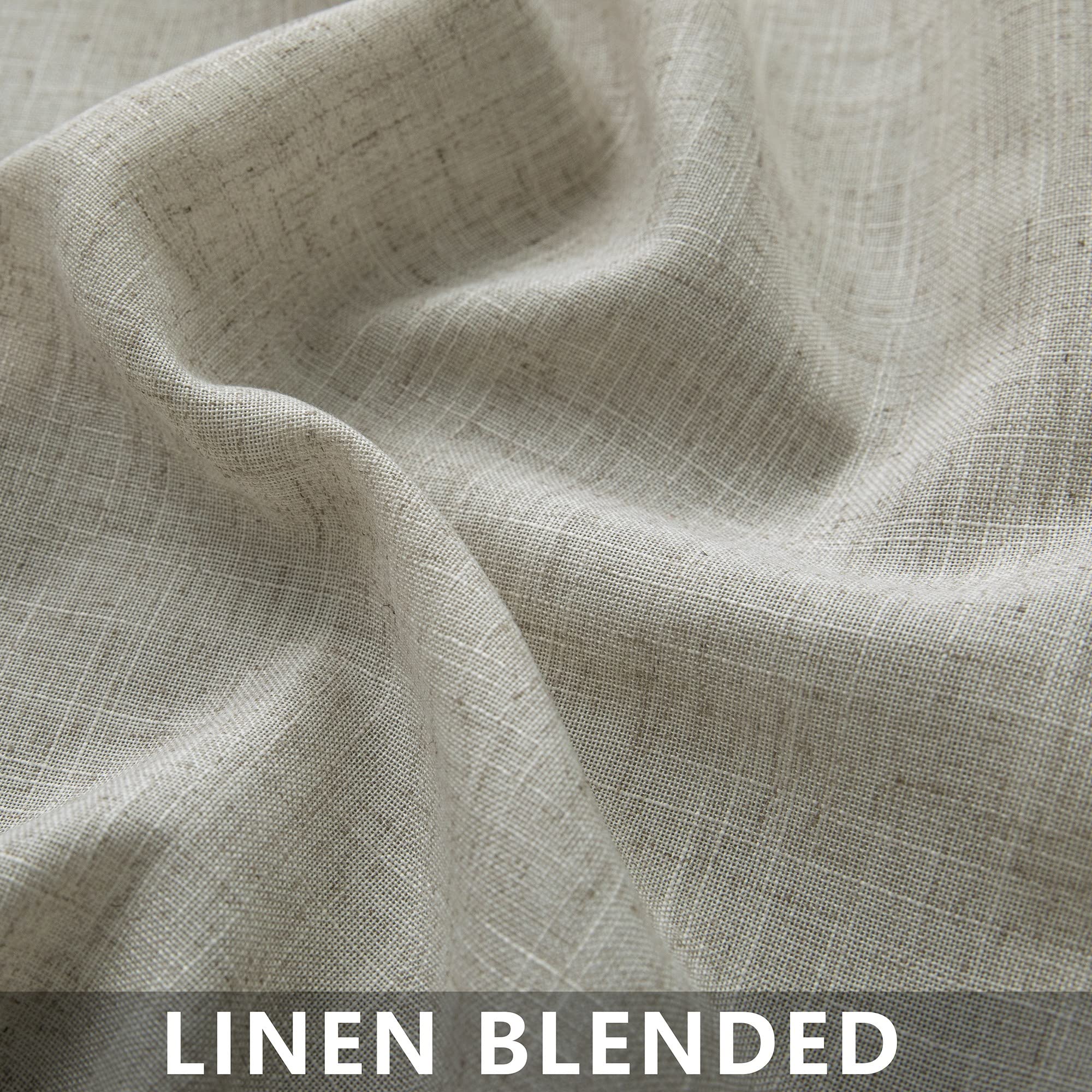 Mrs.Naturall Linen Back Tab Linen Blend Sheer Curtains For Living Room 36X45 Inch Length