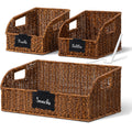 Brownlily Faux Wicker Pantry Storage Baskets, BrownSingle Set (3Piece)