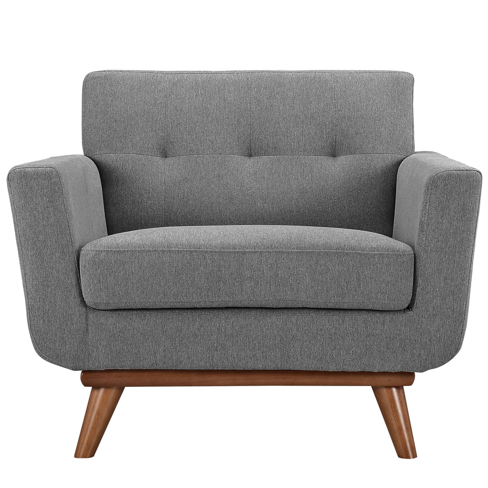 Modway Engage Mid-Century Modern Upholstered Fabric Accent Arm Lounge Chair In Expectation Gray