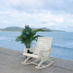 Safavieh Outdoor Sonora White Eucalyptus Wood Scroll Arms Rocking Chair