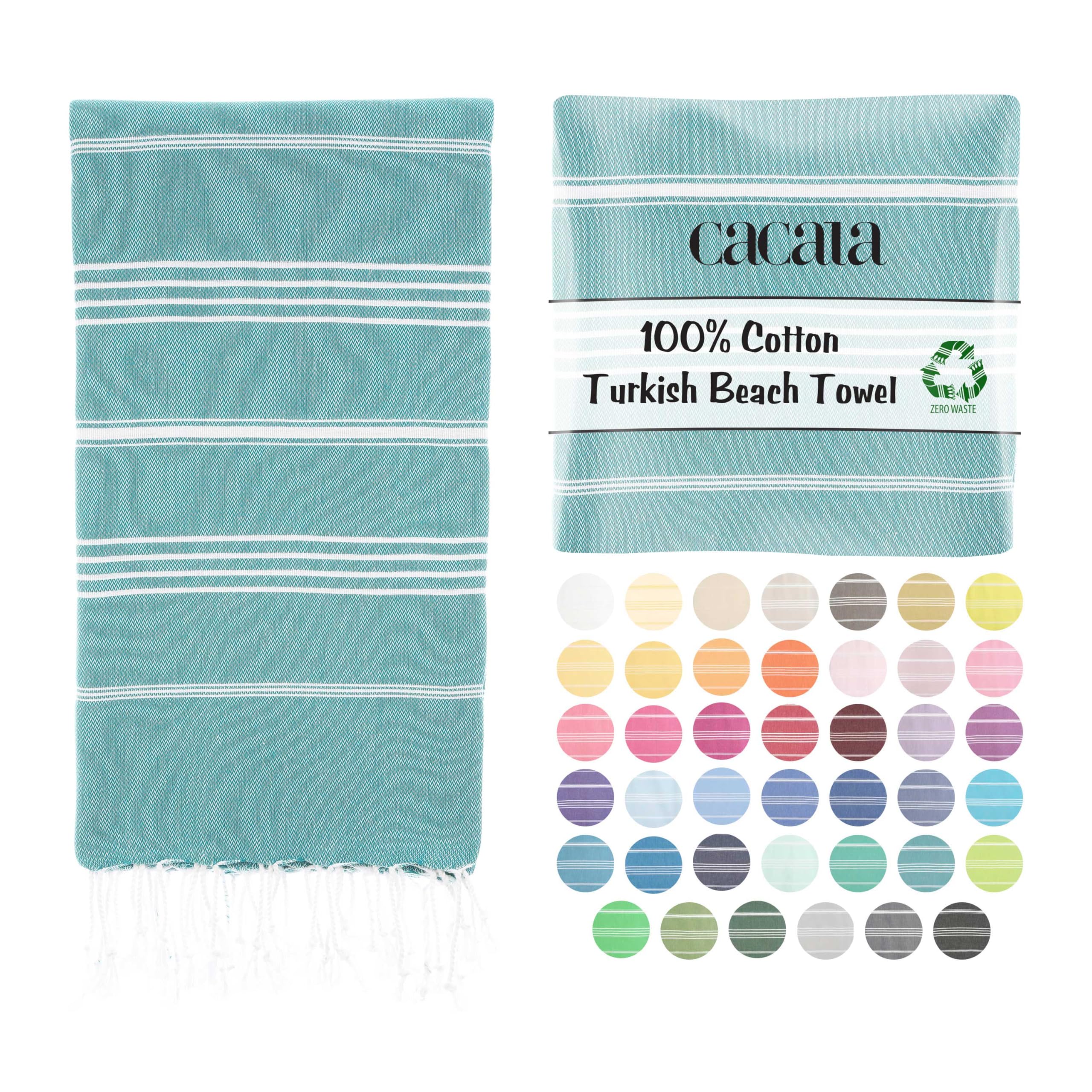 Cacala Lightweight and Thin Turkish Beach Towel 100% Cotton Sand-Free and Quick-Drying Goodness Perfect as an Extra Large Travel