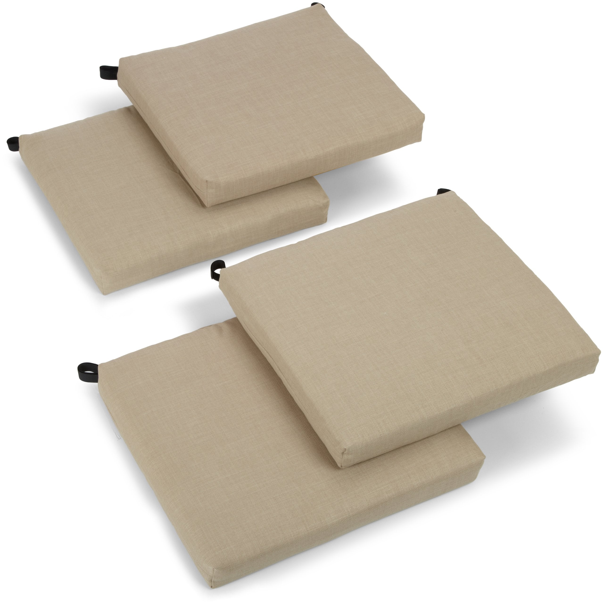 Blazing Needles Outdoor Spun Poly 19-Inch by 20-Inch by 3-1/2-Inch All Weather UV Resistant Zippered Cushions, Sandstone, Set of