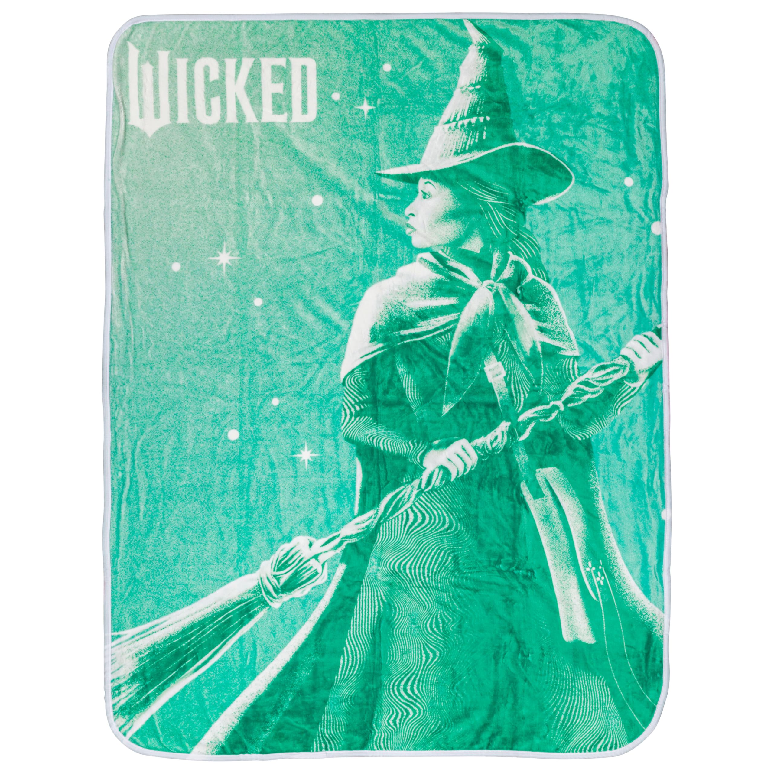 Silver Buffalo Wicked Featuring Glinda And Elphaba Double Sided 45' X 60' Fleece Throw, Soft And Cozy Blanket, 250 Gsm