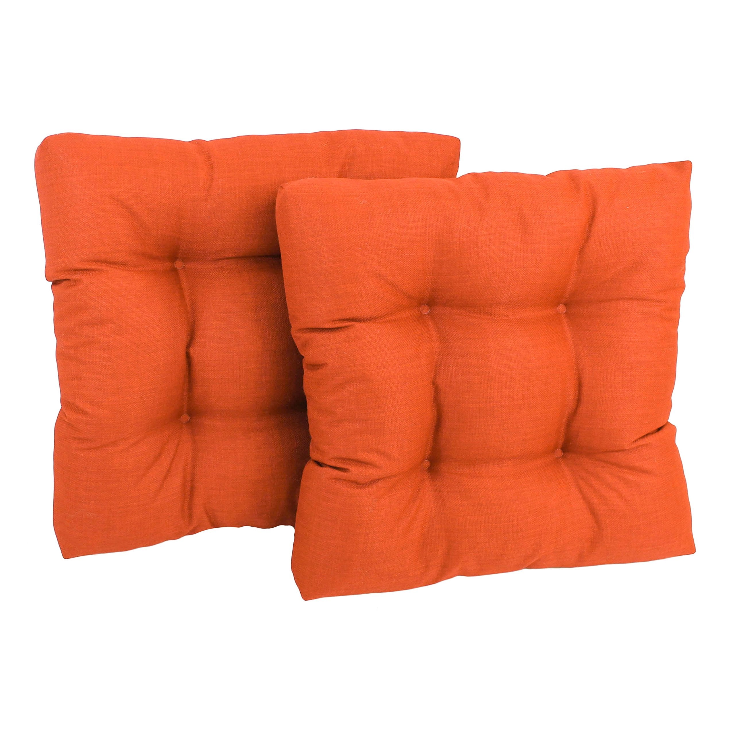 Blazing Needles Indoor/Outdoor Square Tufted Chair Cushion, 19 x 19, Tangerine Dream 2 Count