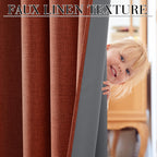 Ryb Home 100% Blackout Linen Textured Curtains 90 Inches Long, Insulating Privacy Energy Saving For Bedroom Living Room Window O