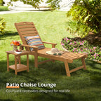 Lue Bona Outdoor Chaise Lounge, Hdps Material, 3-Year Warranty, Patio Lounge Chair With Adjustable Backrest, Resin Pool Lounge Chairs With Wheels For Outside, Poolside, Backyard, Garden, Teak Color