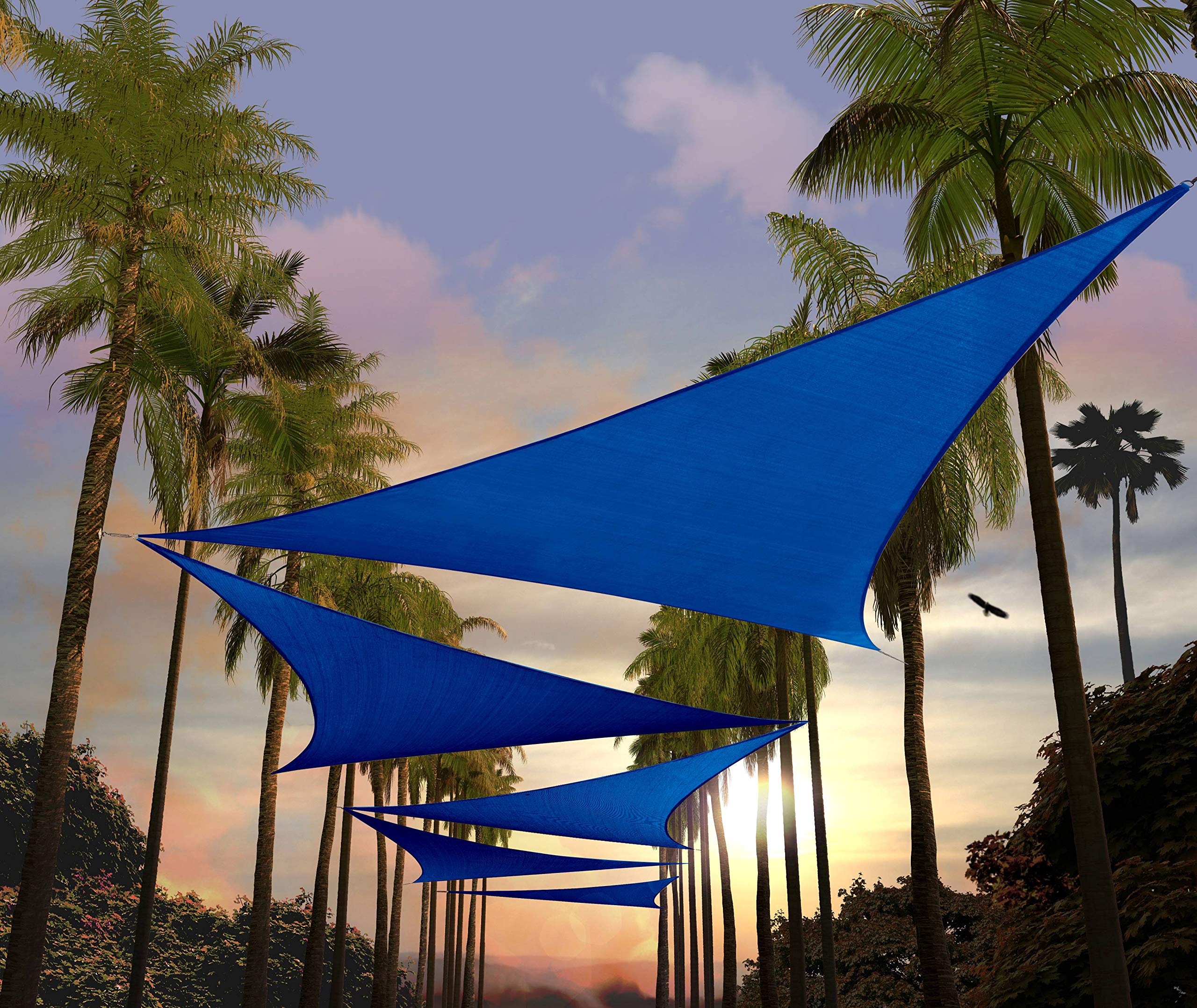 Amgo Custom Size 23' X 23' X 23' Blue Triangle Sun Shade Sail Upf50+ Agtapt8, Order To Make Canopy Awning, 95% Uv Blockage, Wate