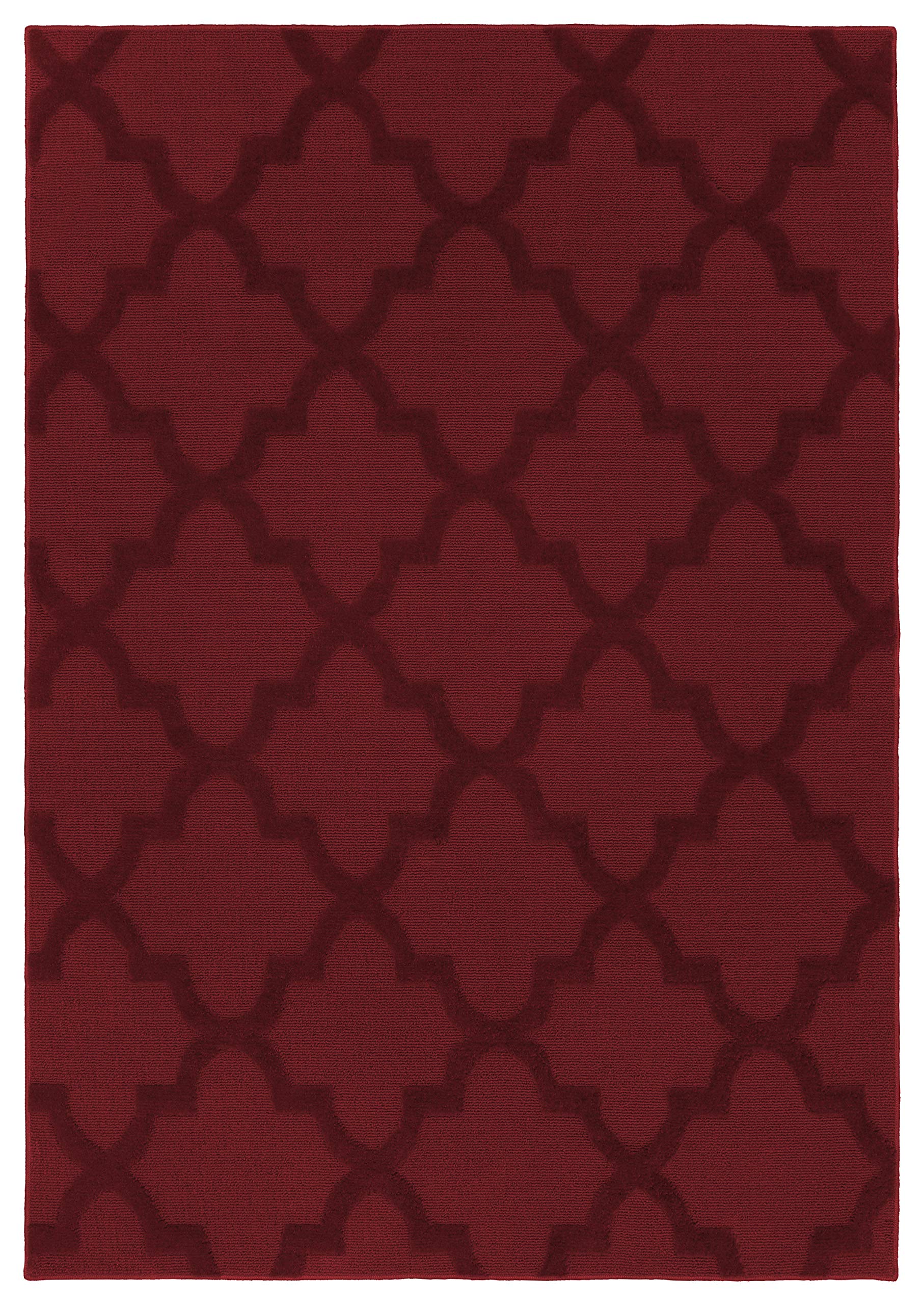 Garland Rug Quatro Chili Red 5 Ft. X 7 Ft. Cut-Loop Trellis Area Rug -Soft, Comfortable, Stylish & Budget-Friendly Rug in a Beau