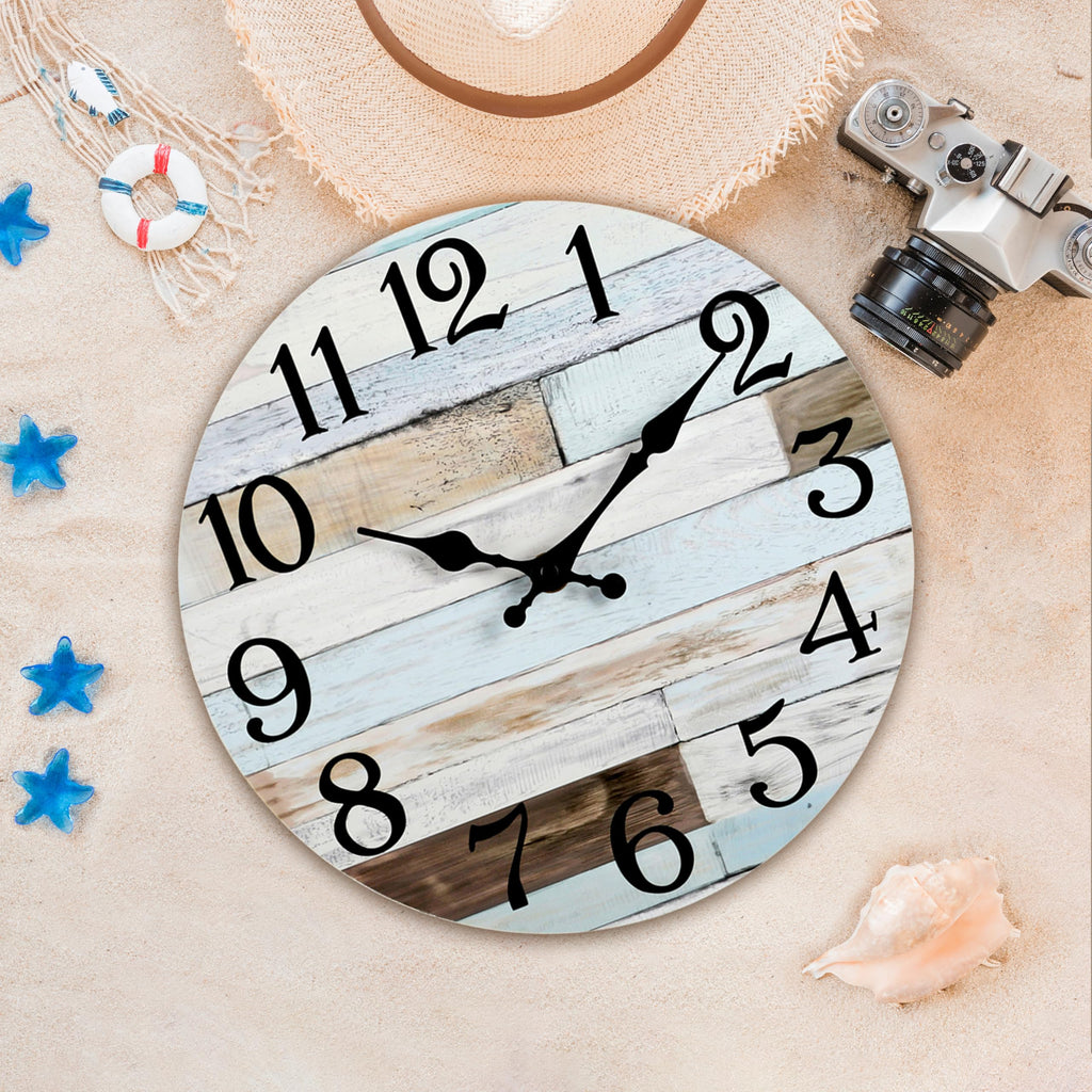 Kecyet Wall Clock - 16 Inch Large Silent Non-Ticking Wall Clocks Battery Operated Coastal Country Style Decorative For Living Ro
