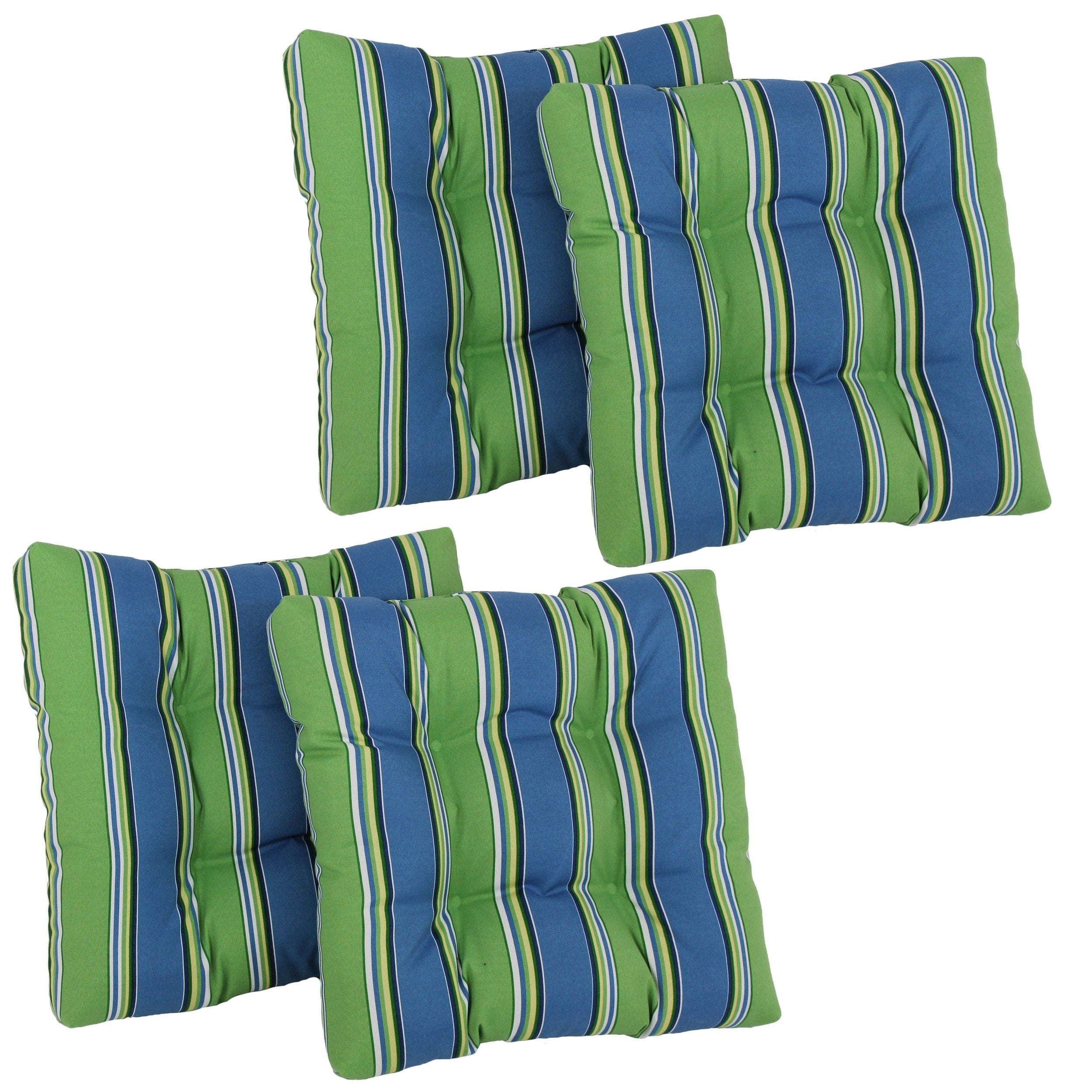 Blazing Needles Outdoor 19-inch Square Chair Cushion, 19 x 19, Haliwell Caribbean 4 Count