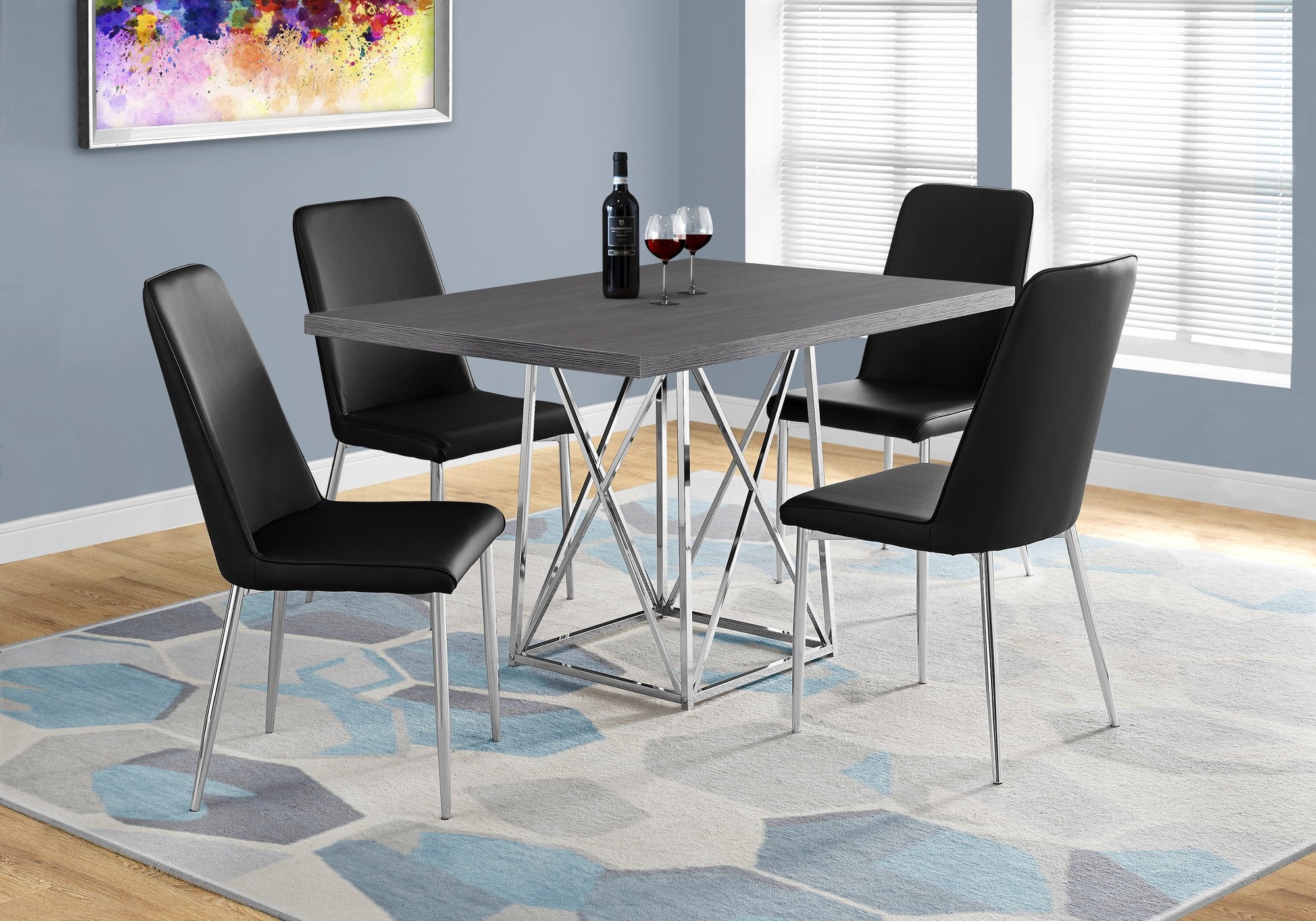 Monarch Specialties I Dining Table Metal Base, 36&quot; X 48&quot;, Grey/Chrome